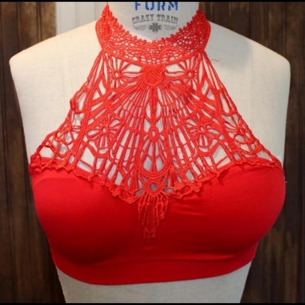 Red Crazy Train Halt Who Goes There Bralette